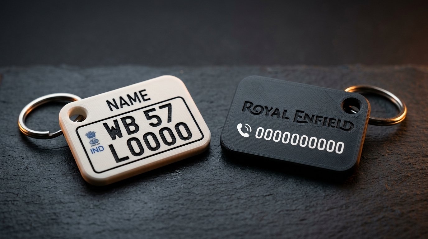 Custom 3D Printed Bike Number Plate Keychain